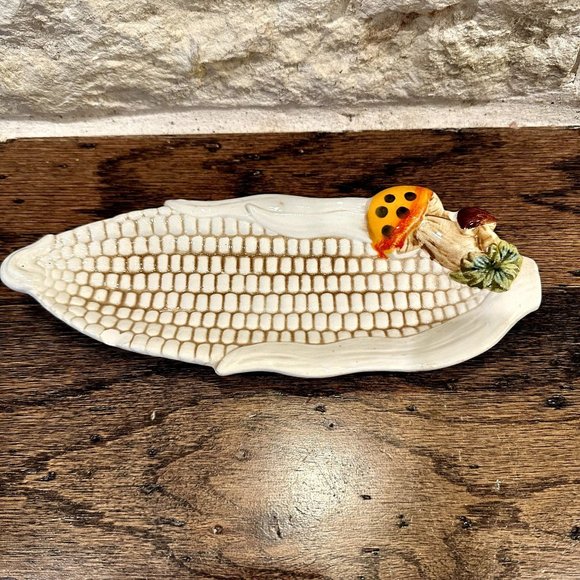 Rare Vintage 70's 80's Merry Mushroom by Sears Roebuck Corn on Cob Plate READ - Picture 2 of 6